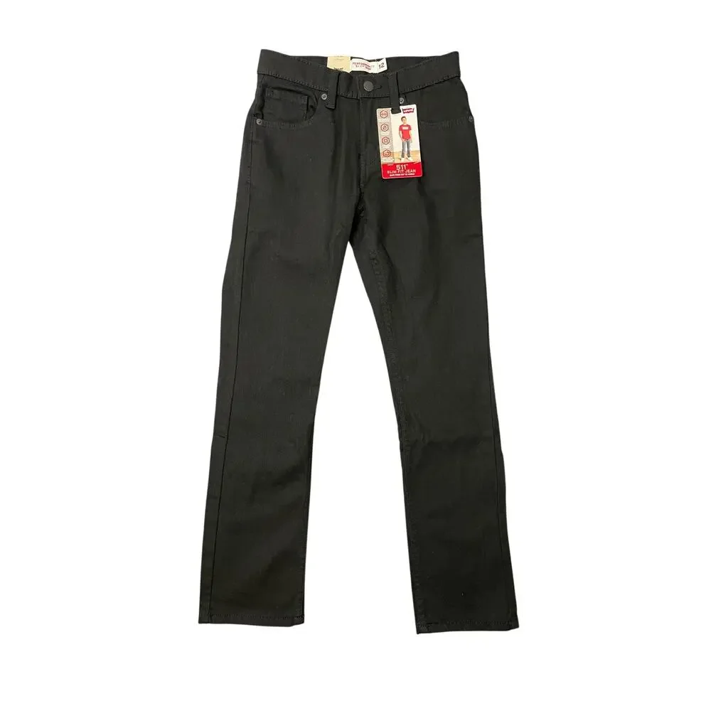 NEW Levi's 511 Slim Fit Straight Leg Black Denim Jeans Size 12 Reg /‎ 26W X 27L